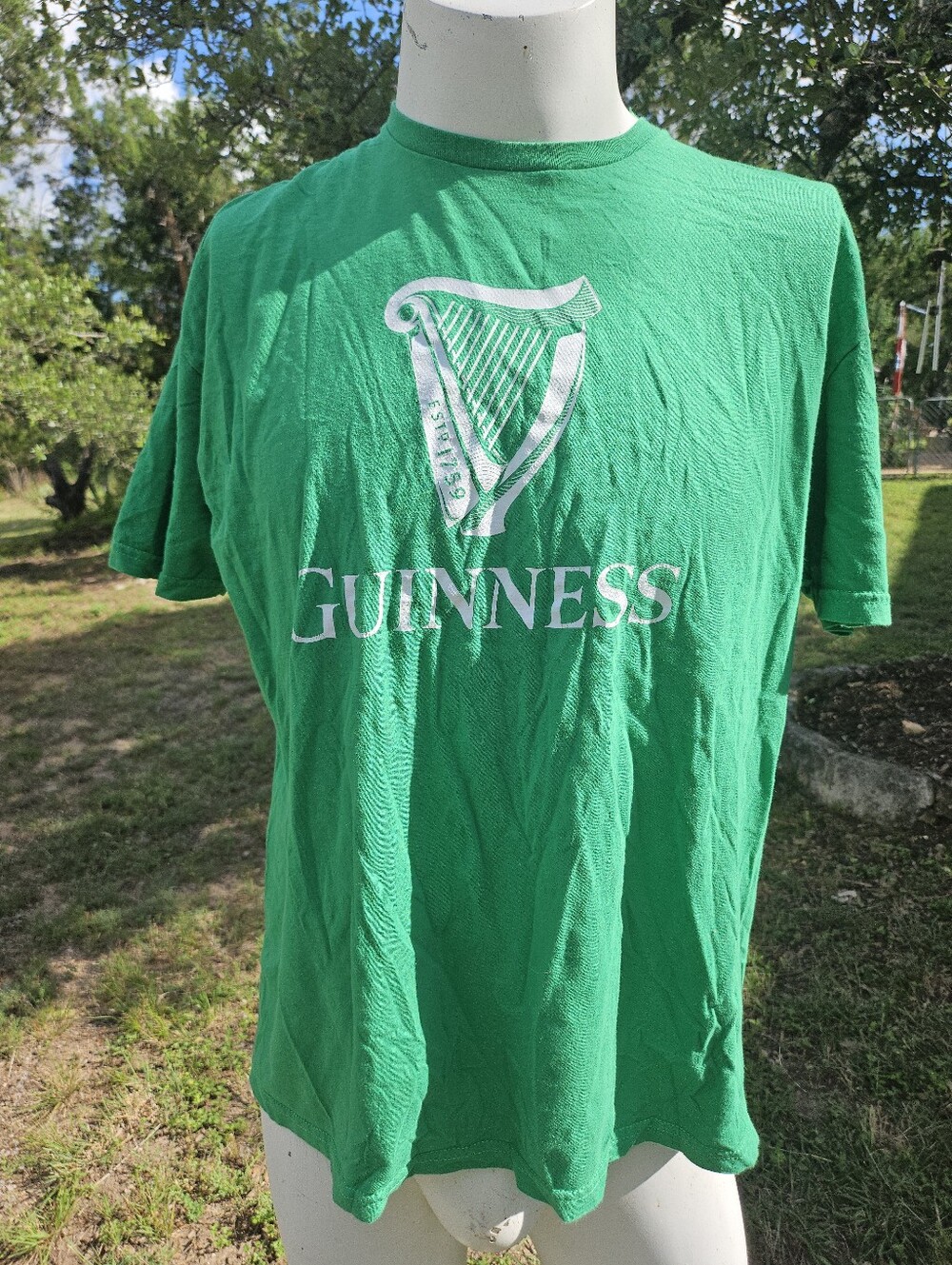 Guinness Gildan Soft Style Green Short Sleeve Tee w Classic White Harp Logo XL